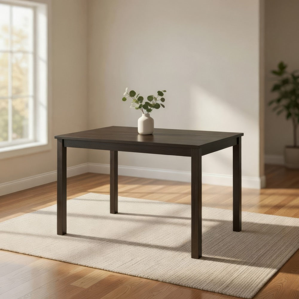 Benjara Muly Dining Table, 43 Inch Rectangular Top, Gray-Brown Wood Legs