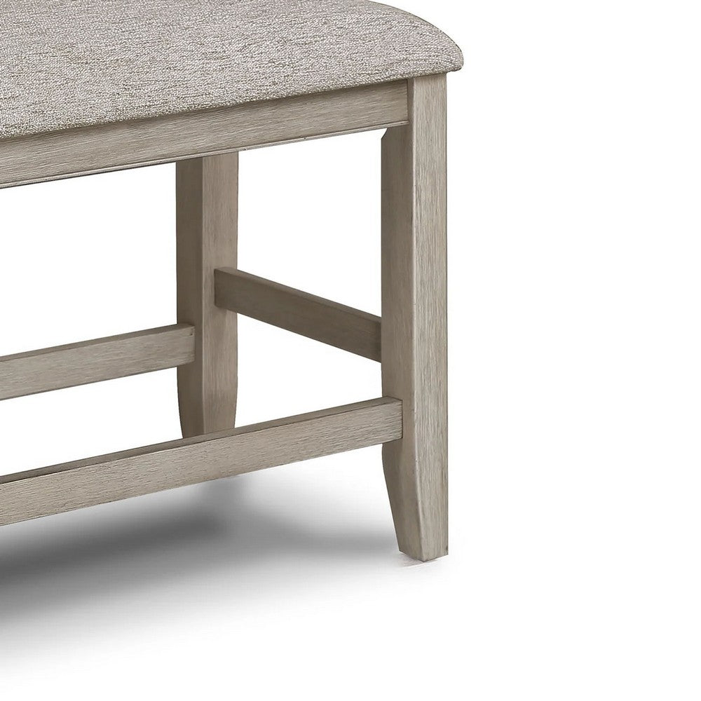 Benjara Filu Counter Height Dining Bench, 40 Inch White Oak Wood, Light Gray