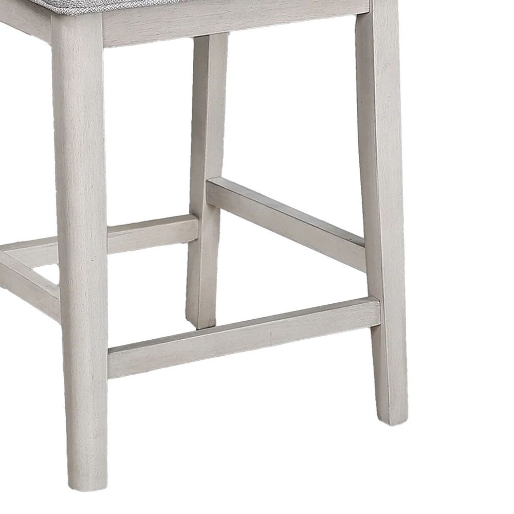 Benjara Bovo Counter Height Dining Chair Set of 2, Dove Gray, White Wood