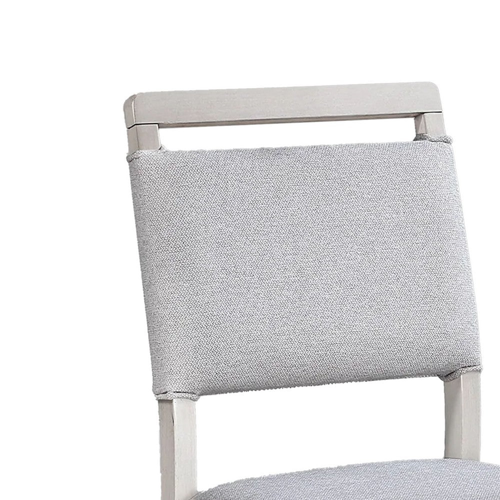 Benjara Bovo Counter Height Dining Chair Set of 2, Dove Gray, White Wood