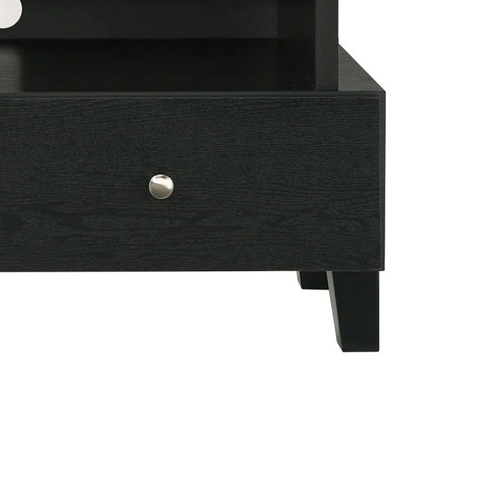 Benjara Fiaz 71 Inch TV Stand Media Cabinet, 3 Drawers w 2 Shelves, White Top