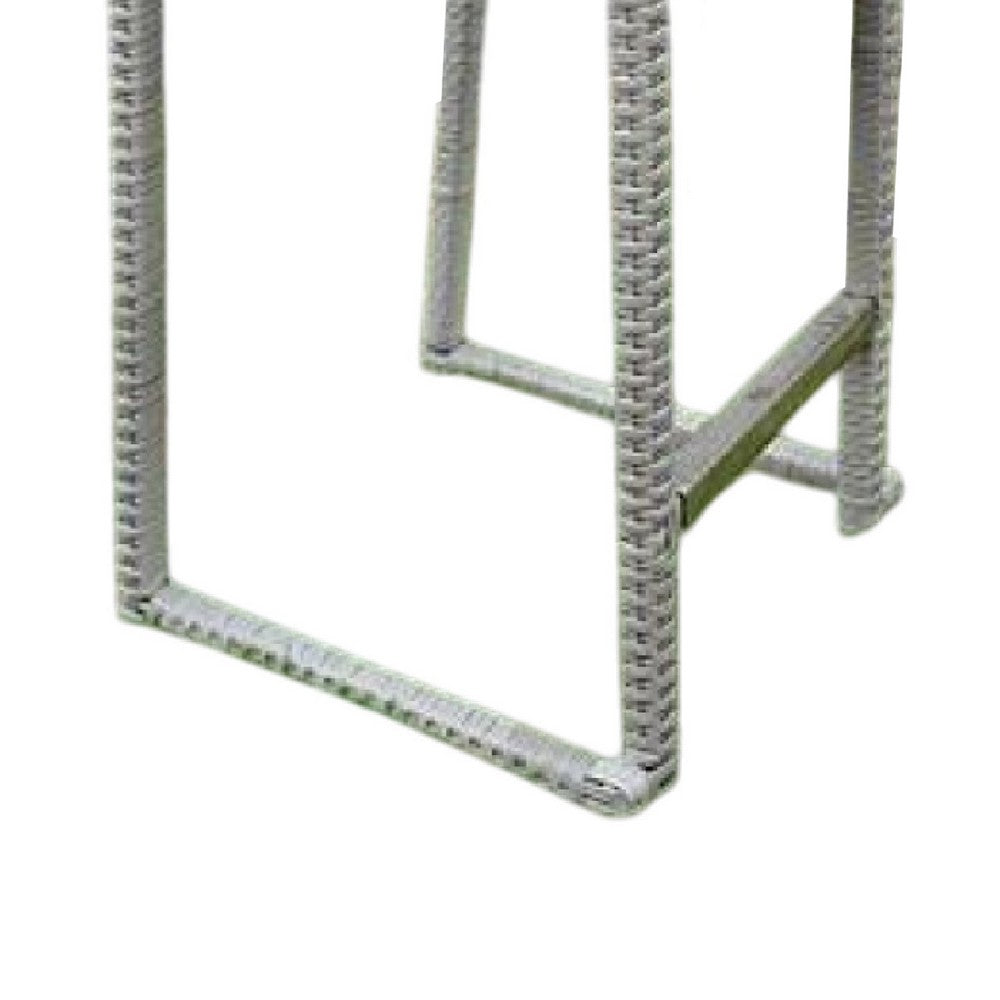 Benjara Mio Barstool Chair Set of 6, Thick Seat Cushion, Gray Wicker Frame