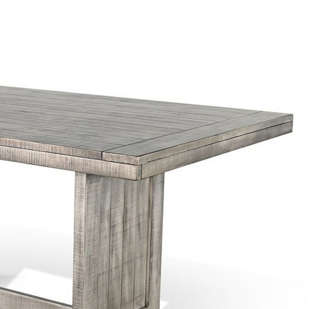 Benjara Zeka Dining Table, 60 Inch Top, Double Pedestal, Gray Solid Wood