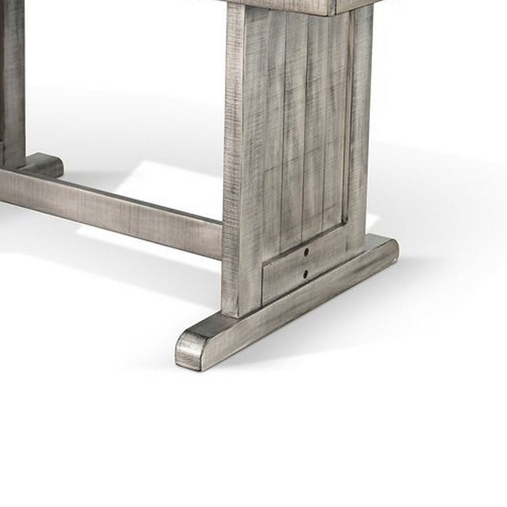 Benjara Zeka Dining Table, 60 Inch Top, Double Pedestal, Gray Solid Wood