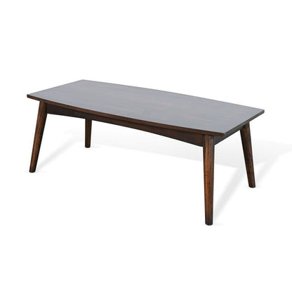 Benjara Neva Coffee Table, 48 Inch Rectangular, Dark Brown Solid Wood