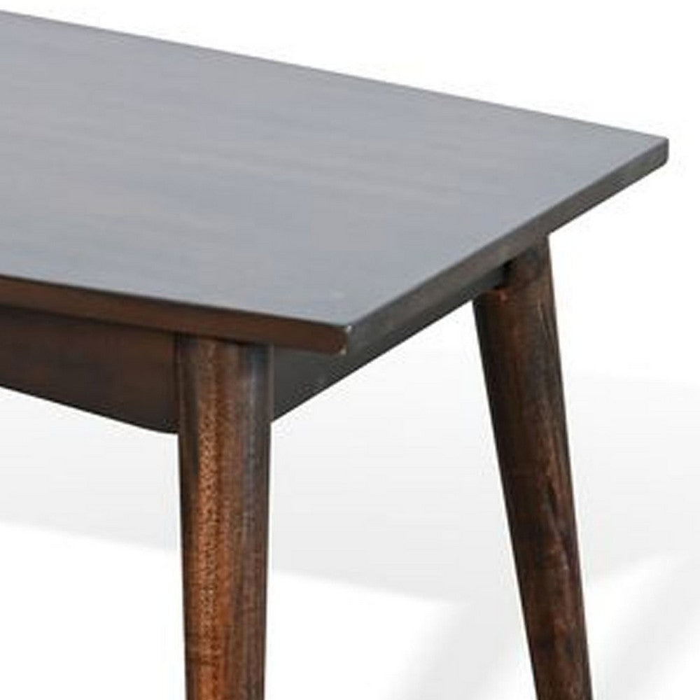 Benjara Neva Coffee Table, 48 Inch Rectangular, Dark Brown Solid Wood