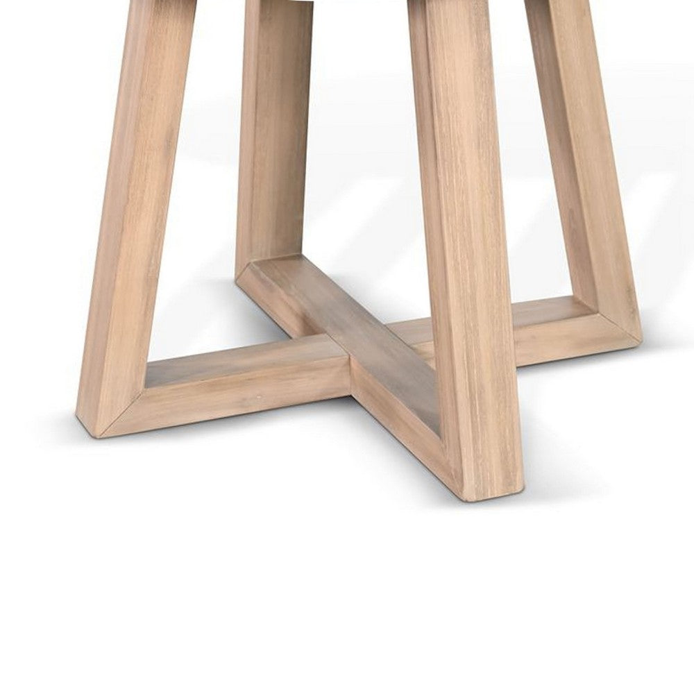 Benjara Dilly Side End Table, Cross Pedestal Base, Light Gray, 28 Inch Solid Wood