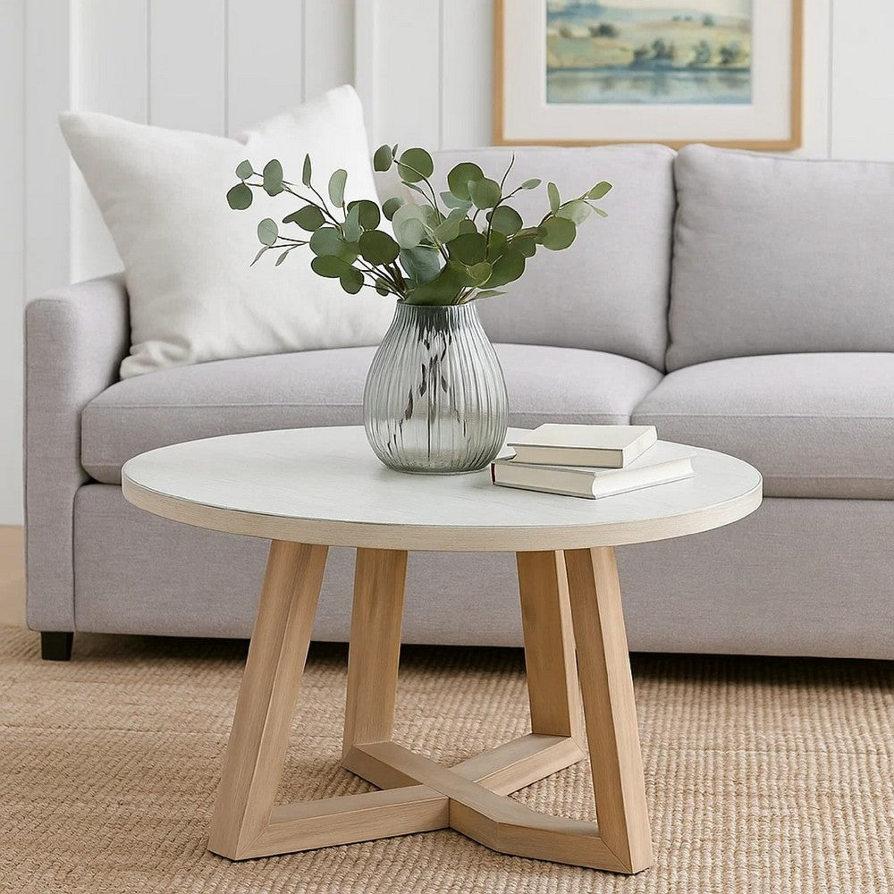Benjara Dilly Side End Table, Cross Pedestal Base, Light Gray, 28 Inch Solid Wood