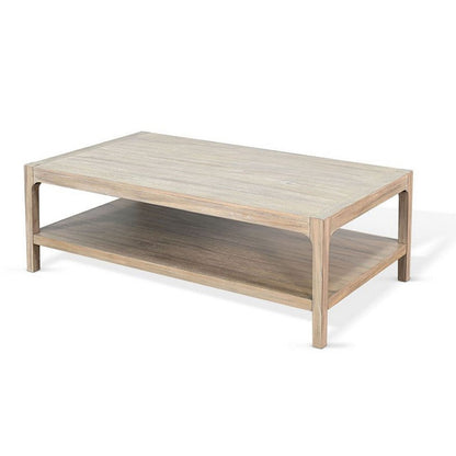 Benjara Fela Coffee Table, 52 Inch Rectangular Top, Natural Brown Solid Wood