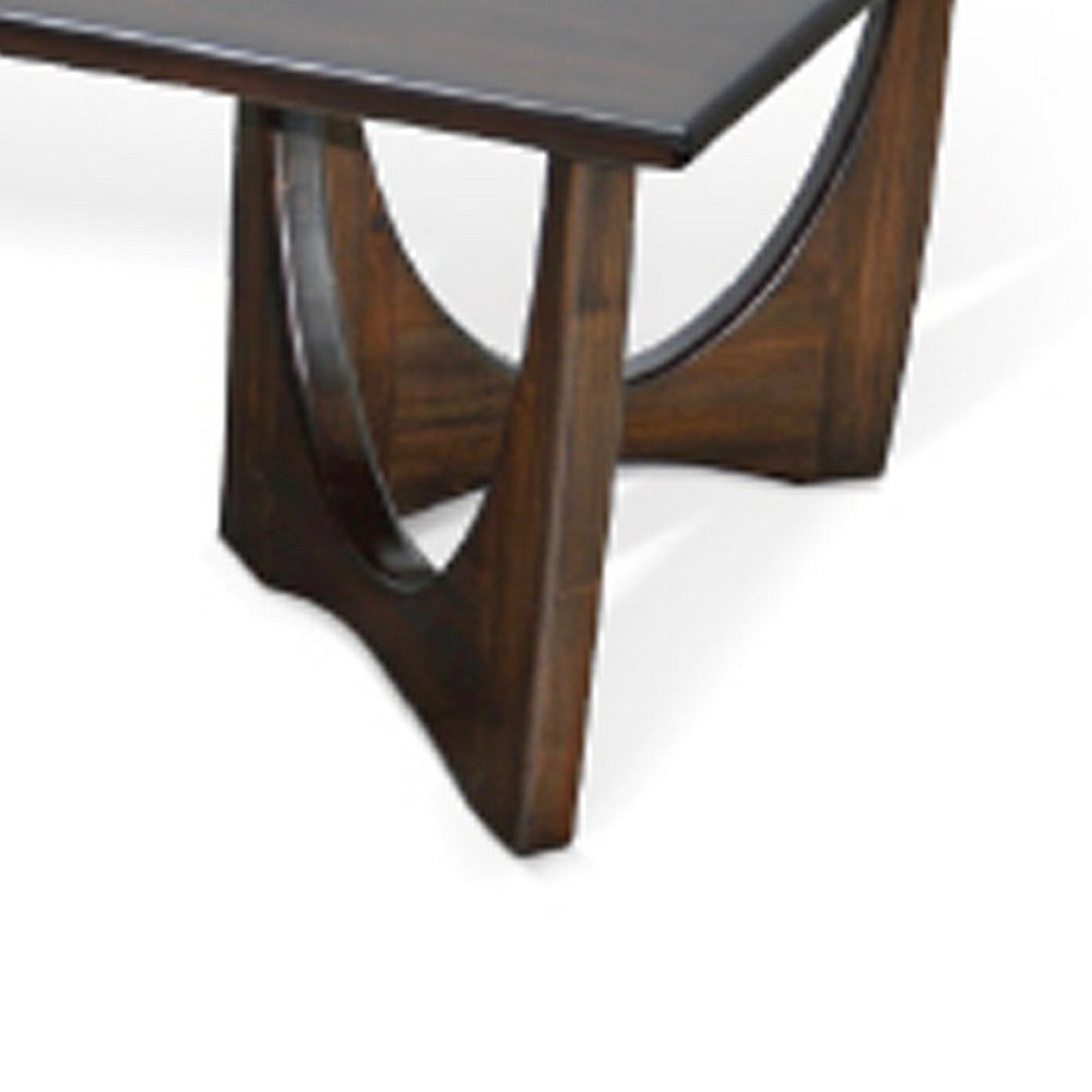 Benjara Natra Coffee Table, 52 Inch Rectangular, Sculpted Solid Wood Dark Brown