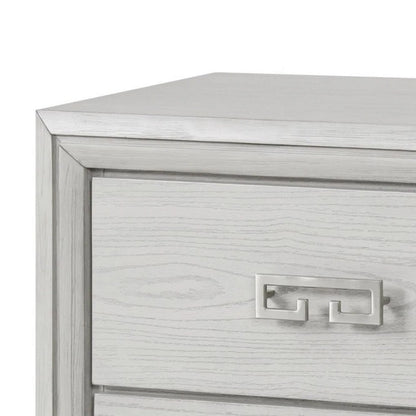 Benjara Basil Nightstand, 2 Drawers, Rustic White Solid Wood, 29 Inch