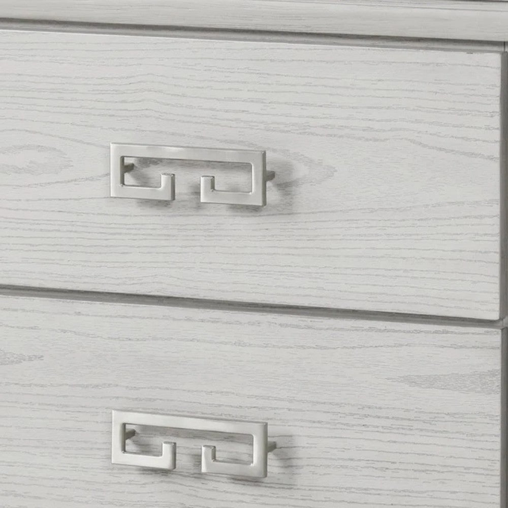 Benjara Basil Nightstand, 2 Drawers, Rustic White Solid Wood, 29 Inch
