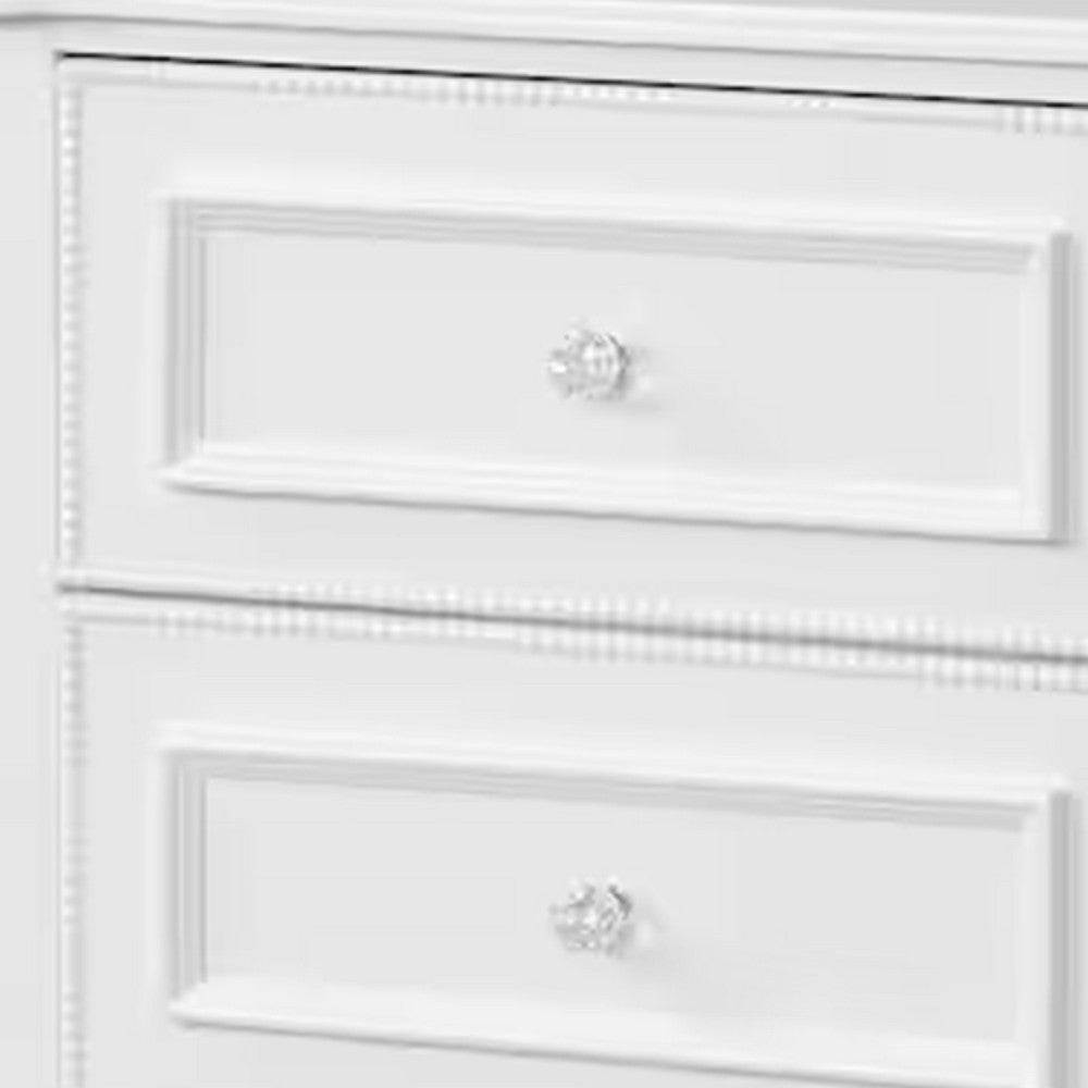 Benjara Calpan Nightstand, 2 Drawers, Modern White Solid Wood Frame, 27 Inch