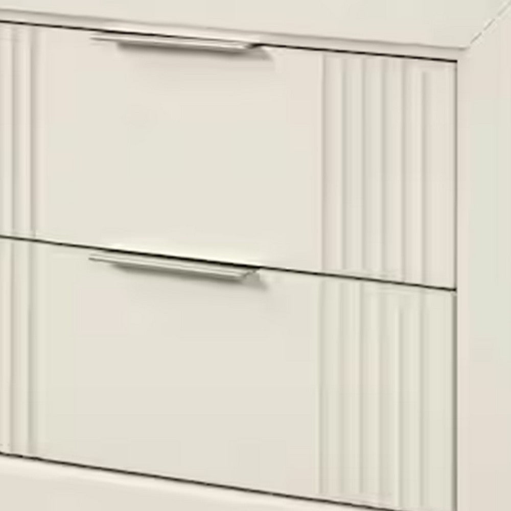 Benjara Toi Nightstand, 2 Drawers, Antique White Finished Solid Wood, 27 Inch