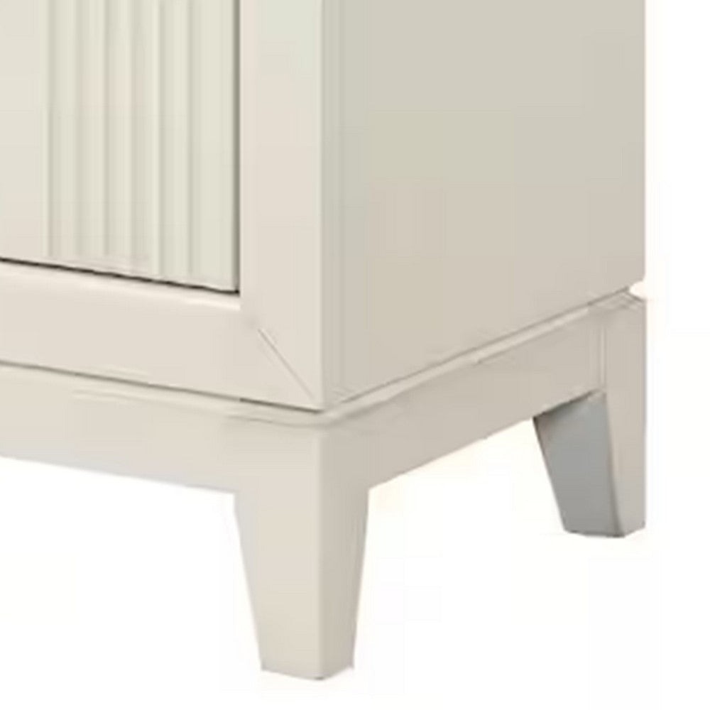 Benjara Toi Nightstand, 2 Drawers, Antique White Finished Solid Wood, 27 Inch