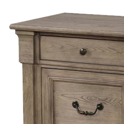 Benjara Roi Nightstand, 2 Drawers, Weathered Gray Solid Wood, 28 Inch
