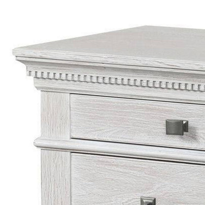 Benjara Leyne Nightstand, 3 Drawers, Farmhouse Weathered Gray Solid Wood, 26 Inch