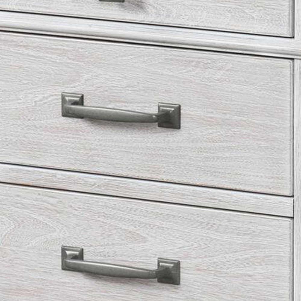 Benjara Leyne Nightstand, 3 Drawers, Farmhouse Weathered Gray Solid Wood, 26 Inch