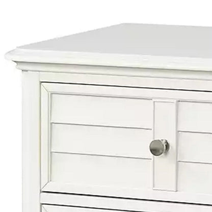 Benjara Kyna Nightstand, 2 Drawers, Classic Antique White Solid Wood, 28 Inch