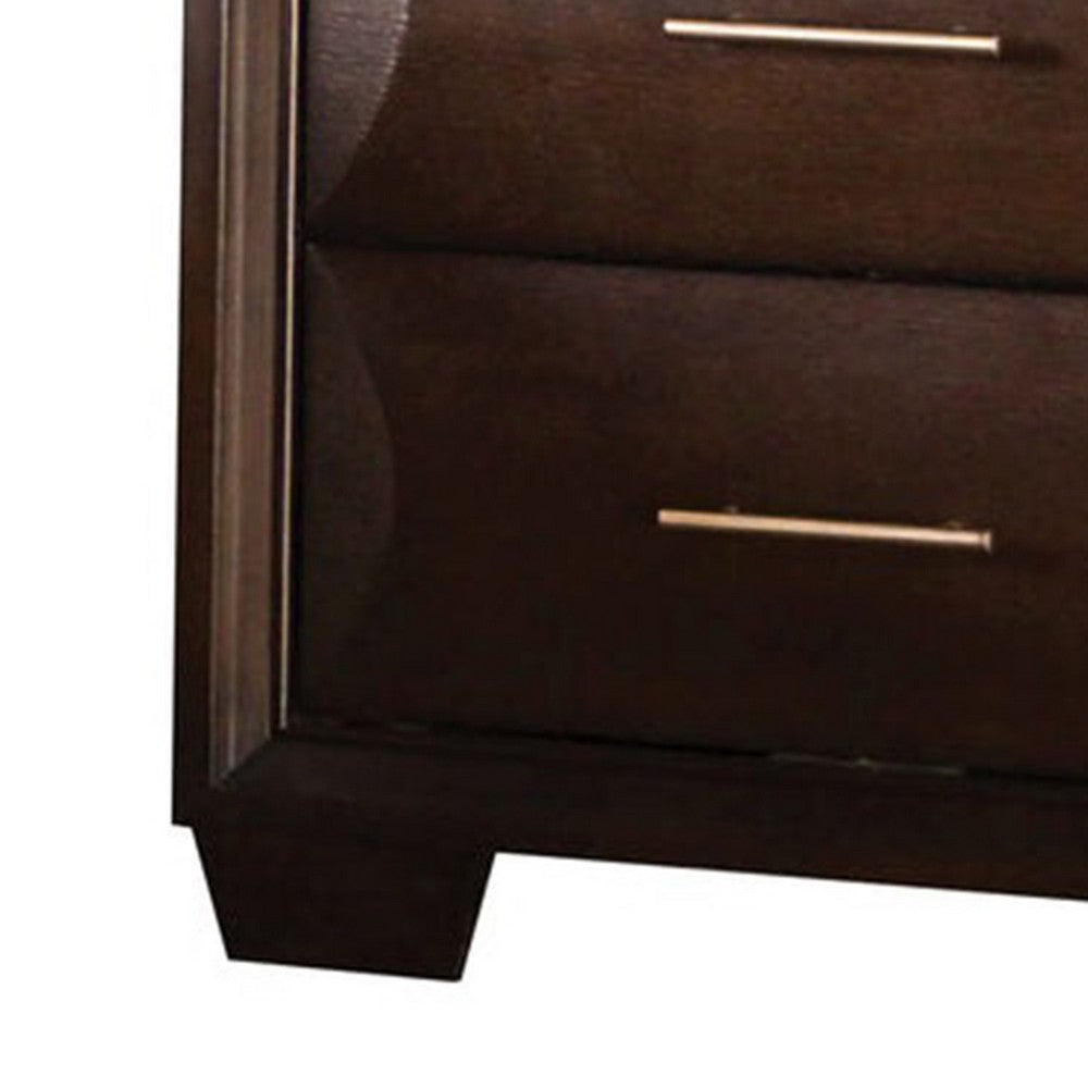 Benjara Nitz Nightstand, 2 Drawers, Espresso Brown Solid Wood, 27 Inch