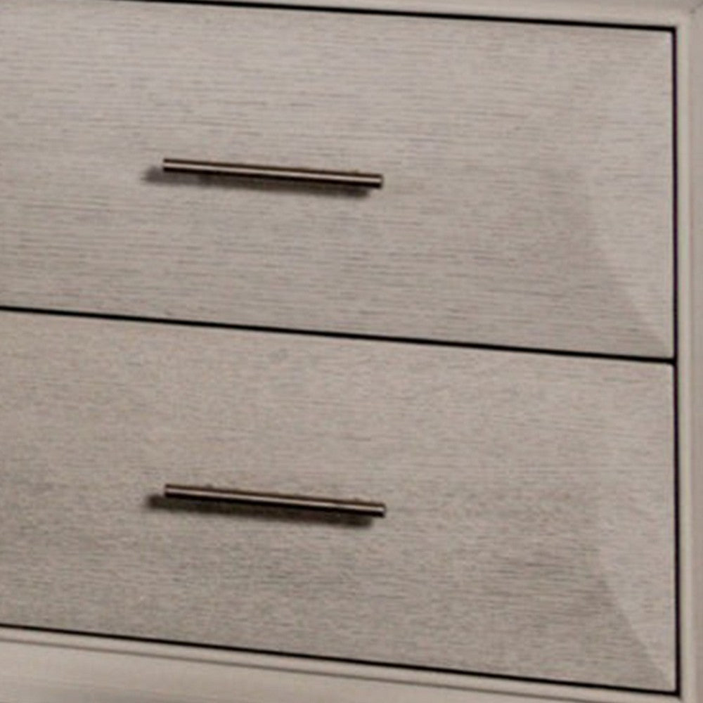 Benjara Nitz Nightstand, 2 Drawers, White Solid Wood, Metal Handles, 27 Inch