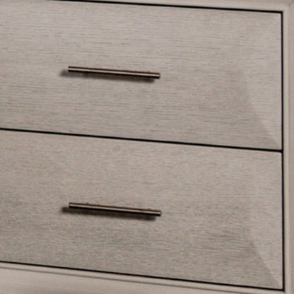 Benjara Nitz Nightstand, 2 Drawers, White Solid Wood, Metal Handles, 27 Inch