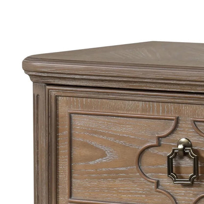 Benjara Lyla Nightstand w USB, 2 Drawers, Rustic Oak Solid Wood Frame, 30 Inch