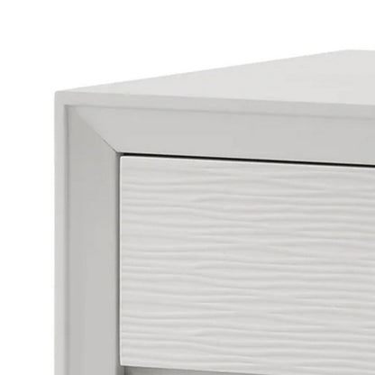 Benjara Tory Nightstand, 2 Drawers, White Solid Wood, Bronze Round Knobs