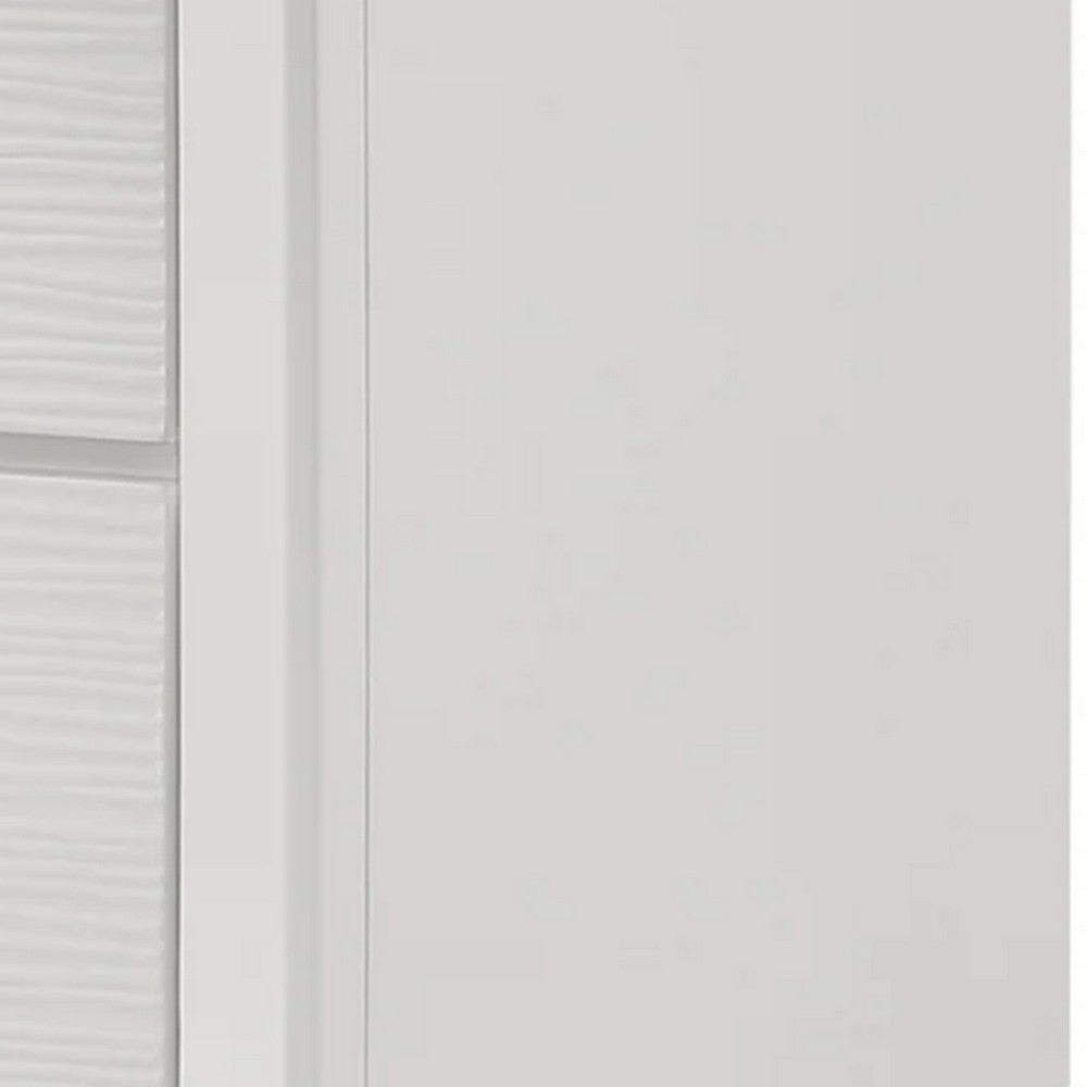 Benjara Tory Nightstand, 2 Drawers, White Solid Wood, Bronze Round Knobs