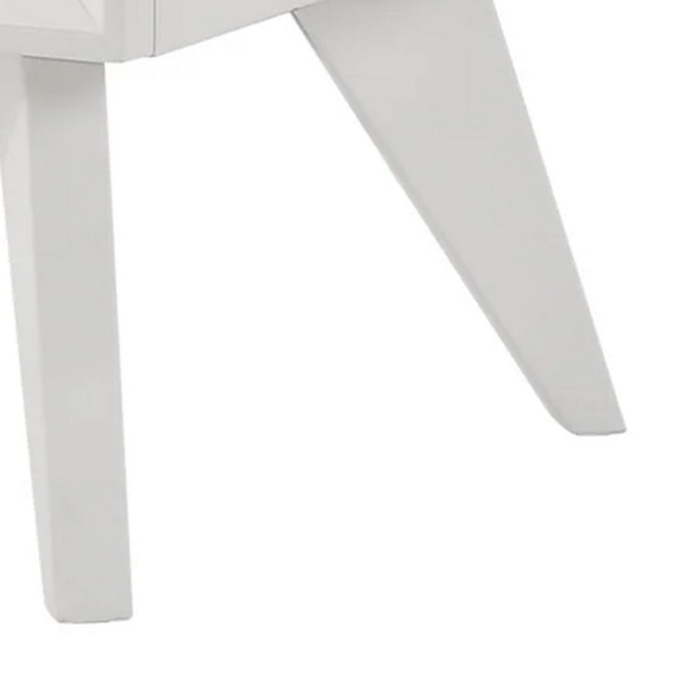 Benjara Tory Nightstand, 2 Drawers, White Solid Wood, Bronze Round Knobs