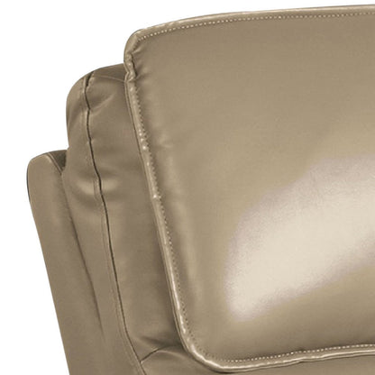 Benjara Sily Power Recliner Chair, Flange Trim, Foam Beige Faux Leather Seat