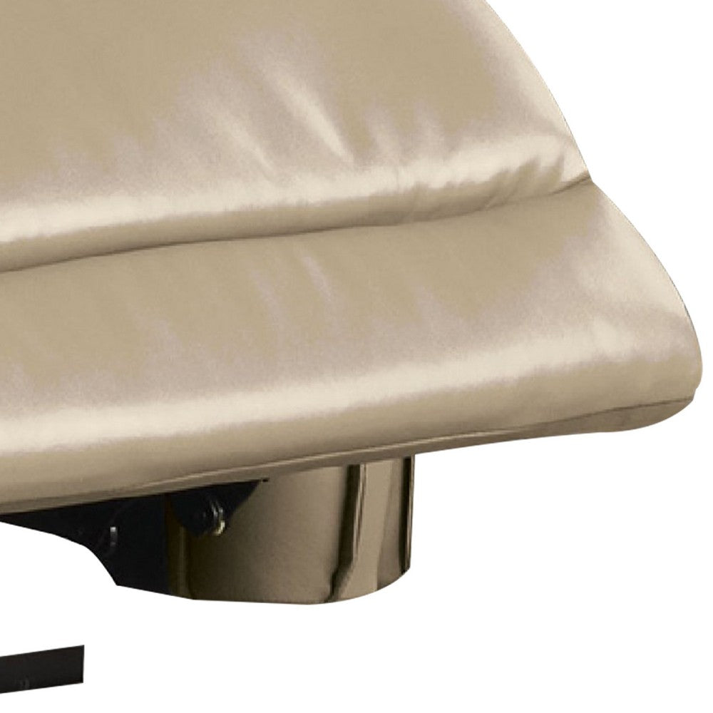 Benjara Sily Power Recliner Chair, Flange Trim, Foam Beige Faux Leather Seat