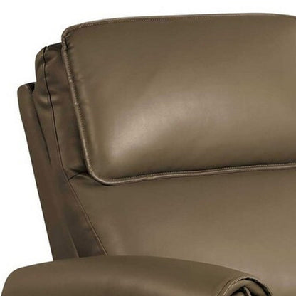 Benjara Sily Power Recliner Chair, Flange Trim, Foam Gray Faux Leather Seat