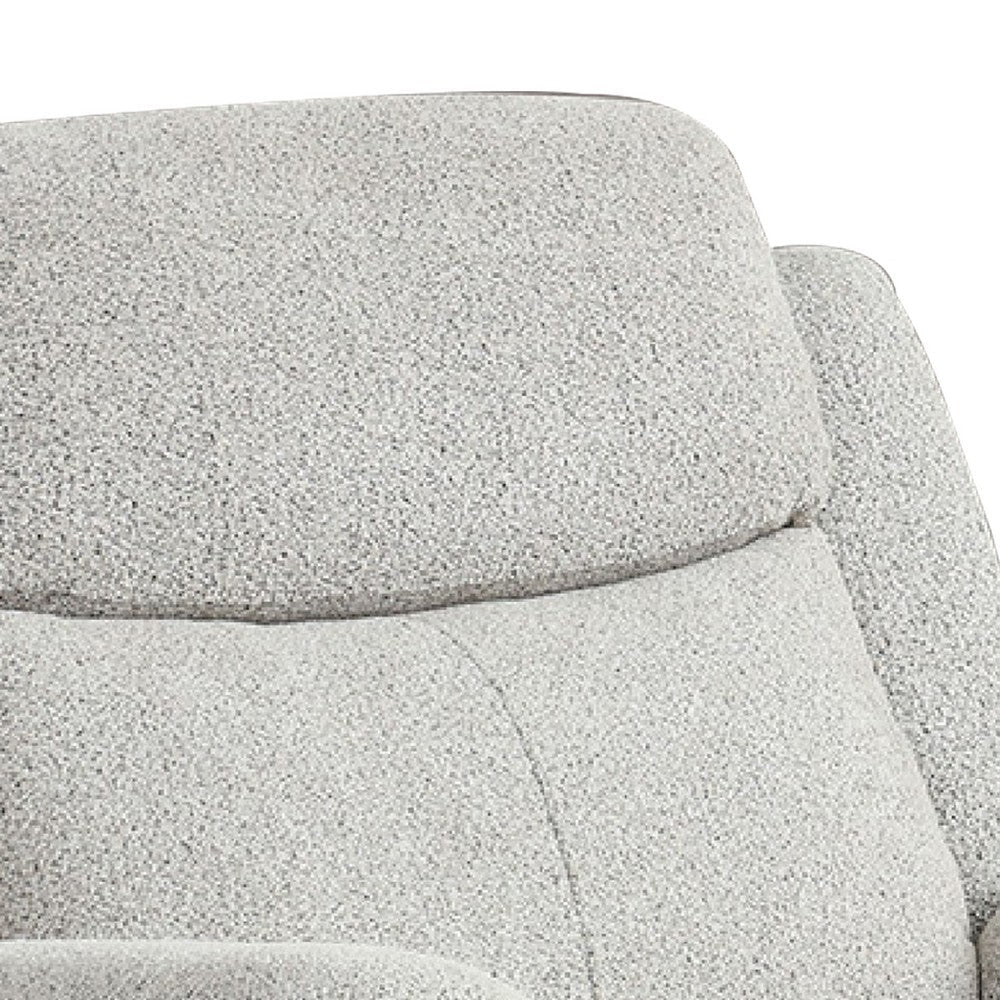 Benjara Becy Manual Glider Recliner Chair, Padded Track Arms, Light Gray