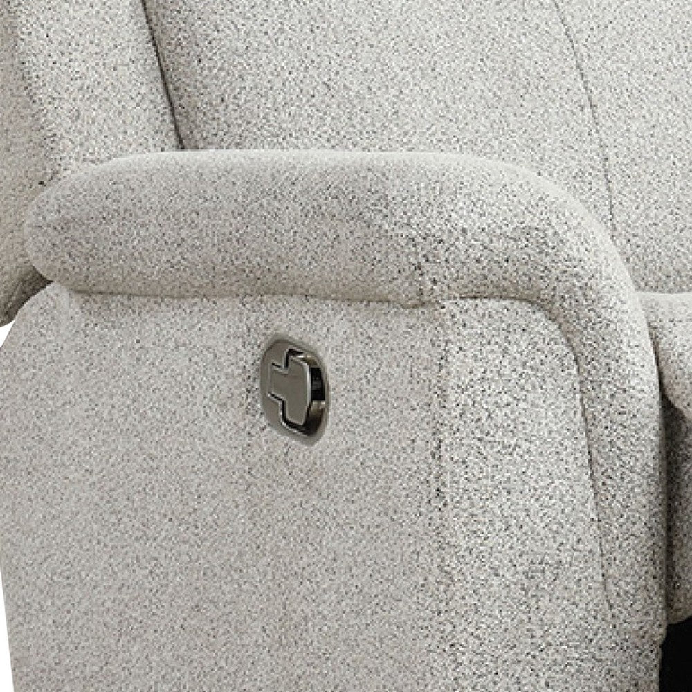 Benjara Becy Manual Glider Recliner Chair, Padded Track Arms, Light Gray