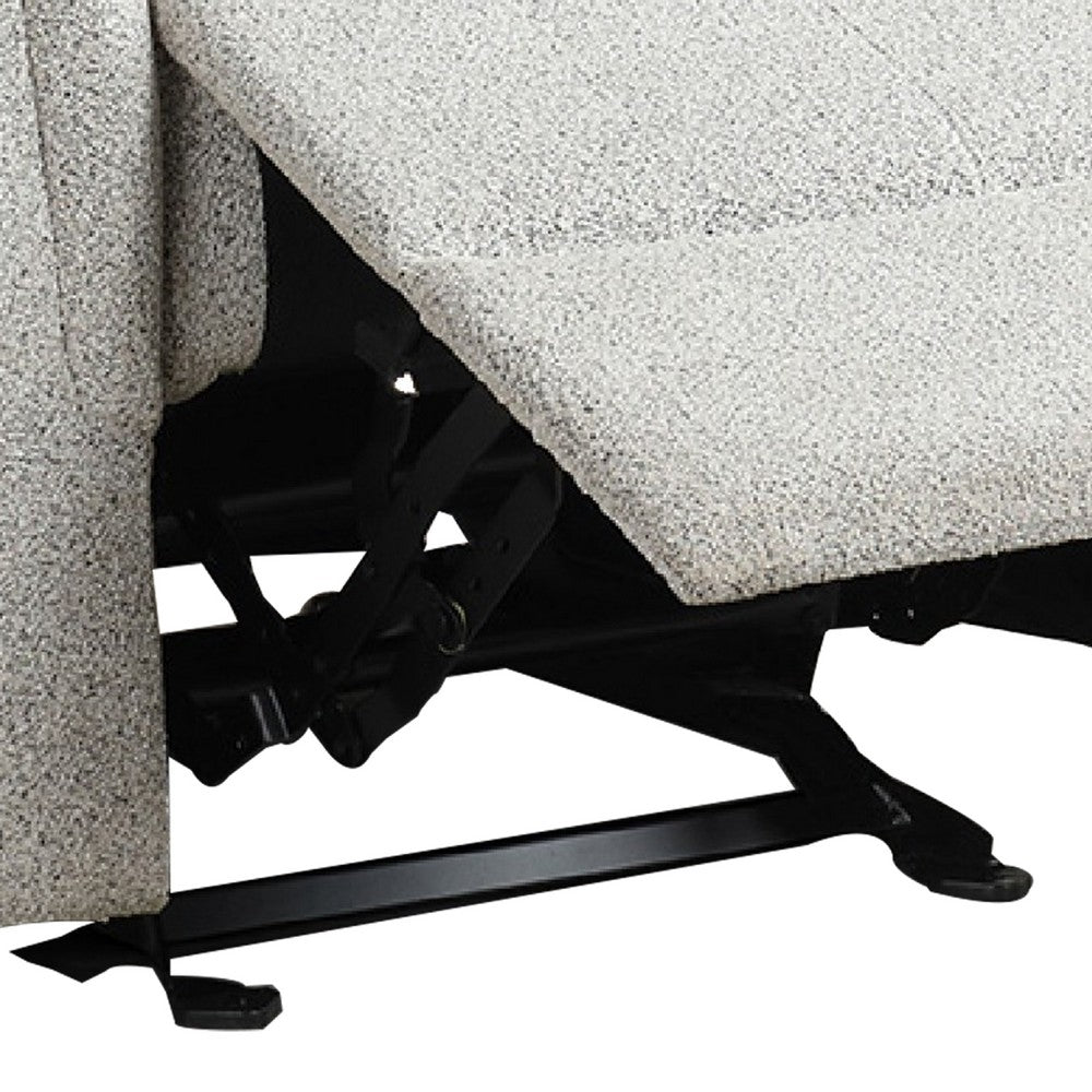 Benjara Becy Manual Glider Recliner Chair, Padded Track Arms, Light Gray