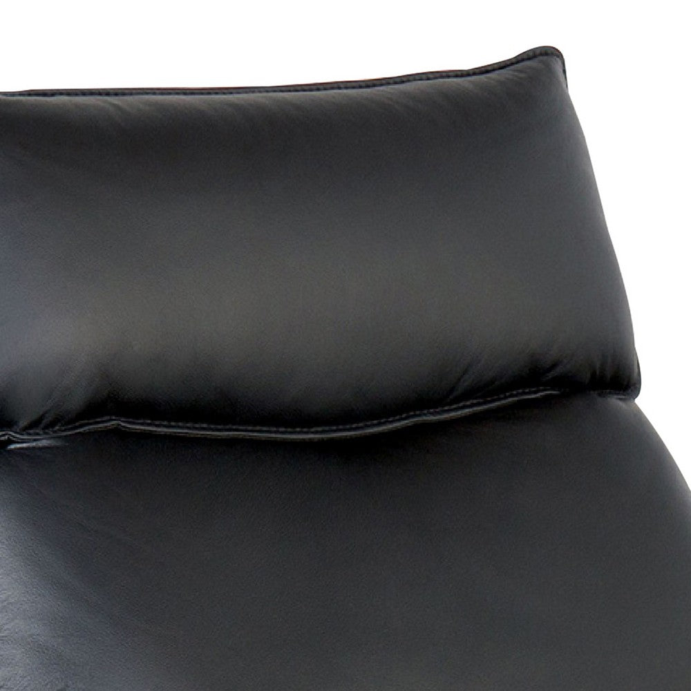 Benjara Lenne Manual Recliner Chair, Flared Padded Arms, Black Leather Match