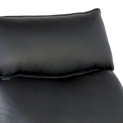 Benjara Lenne Manual Recliner Chair, Flared Padded Arms, Black Leather Match