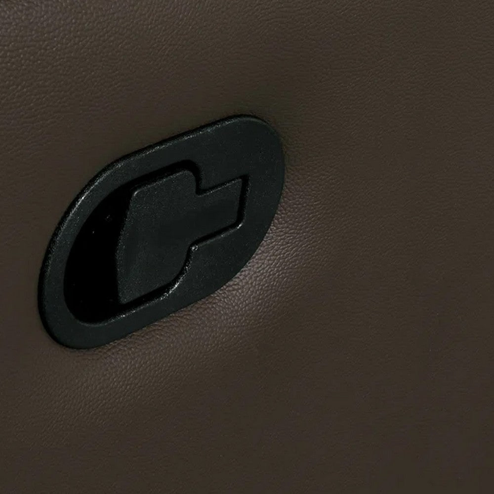 Benjara Ozy Manual Recliner Chair, Pillow Top Arms, Dark Brown Leather Match