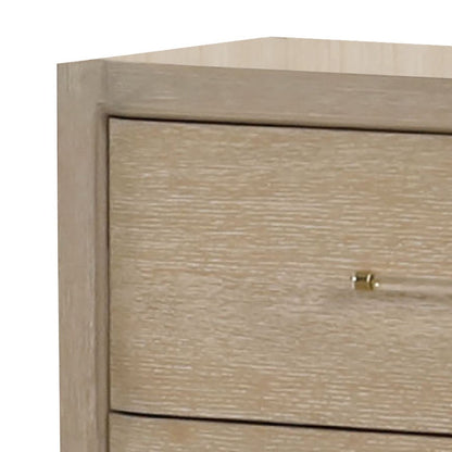 Benjara Fea Nightstand with USB Ports, 2 Drawers, Natural Oak Brown