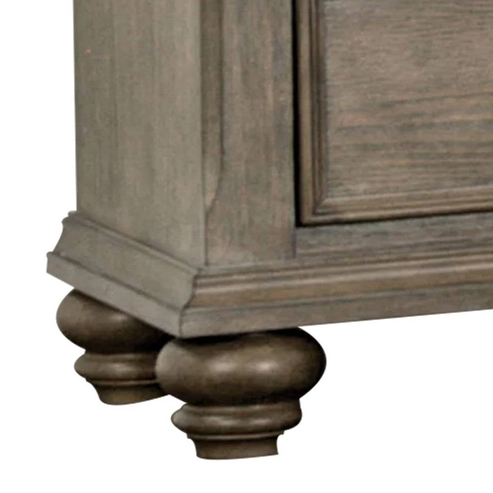 Benjara Zea Nightstand for Bedroom, 3 Drawers, Transitional Aged Oak Brown