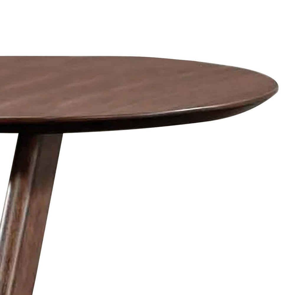 Benjara Mena Accent Side End Table, 20 Inch Round Top, Walnut Brown Solid Wood