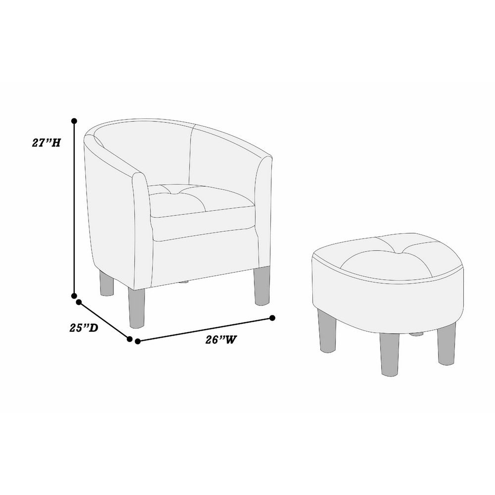 Benjara Beua 2pc Accent Chair And Ottoman Set, White And Black Script Print