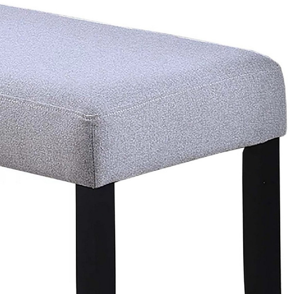 Benjara Arun Dining Bench, 41 Inch Charcoal Gray Fabric, Black Rubberwood