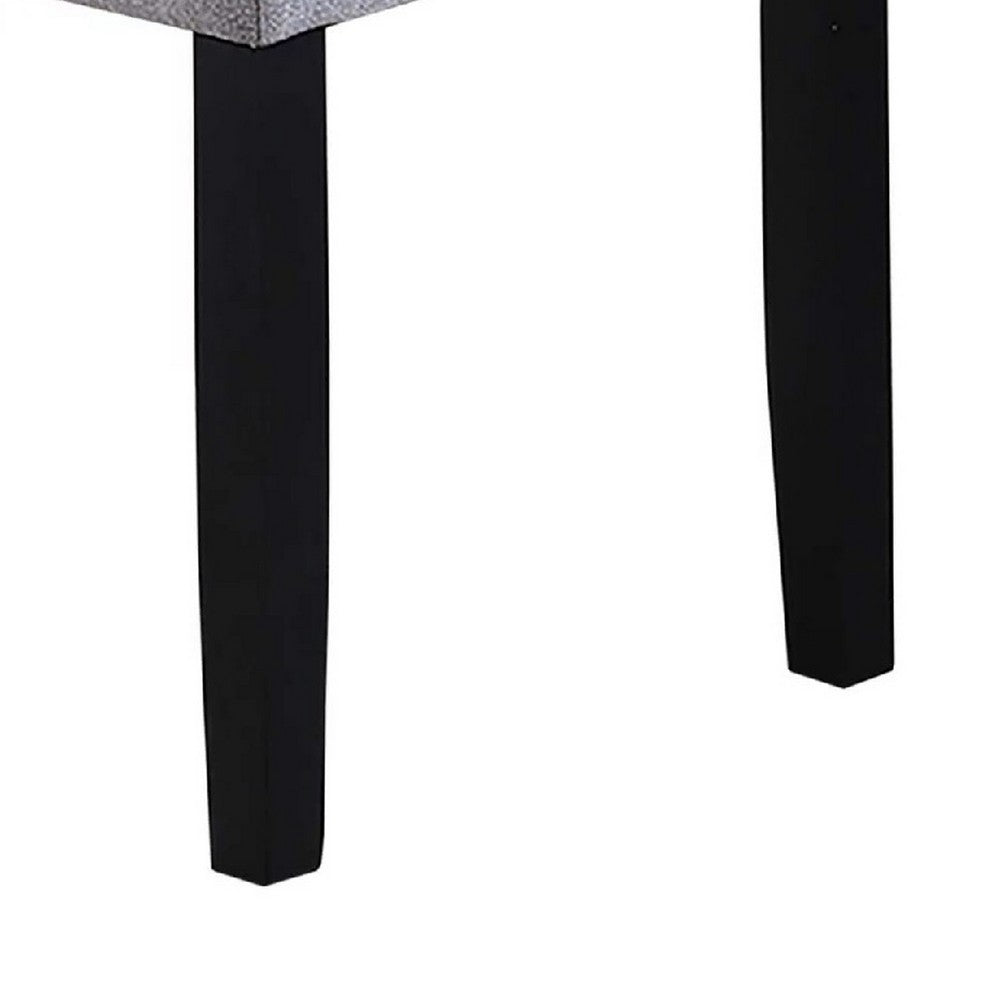 Benjara Arun Dining Bench, 41 Inch Charcoal Gray Fabric, Black Rubberwood