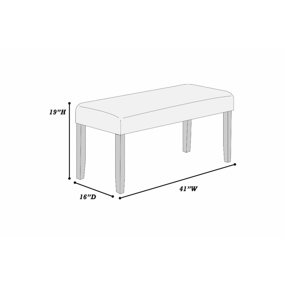 Benjara Arun Dining Bench, 41 Inch Charcoal Gray Fabric, Black Rubberwood