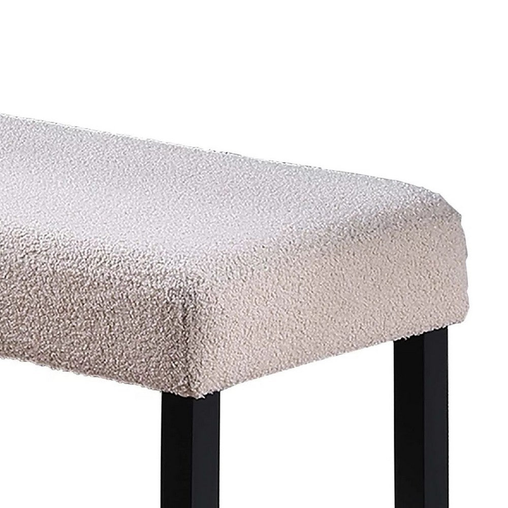 Benjara Arun Dining Bench, Beige Fabric, Black Rubberwood, 41 Inch Foam Seat