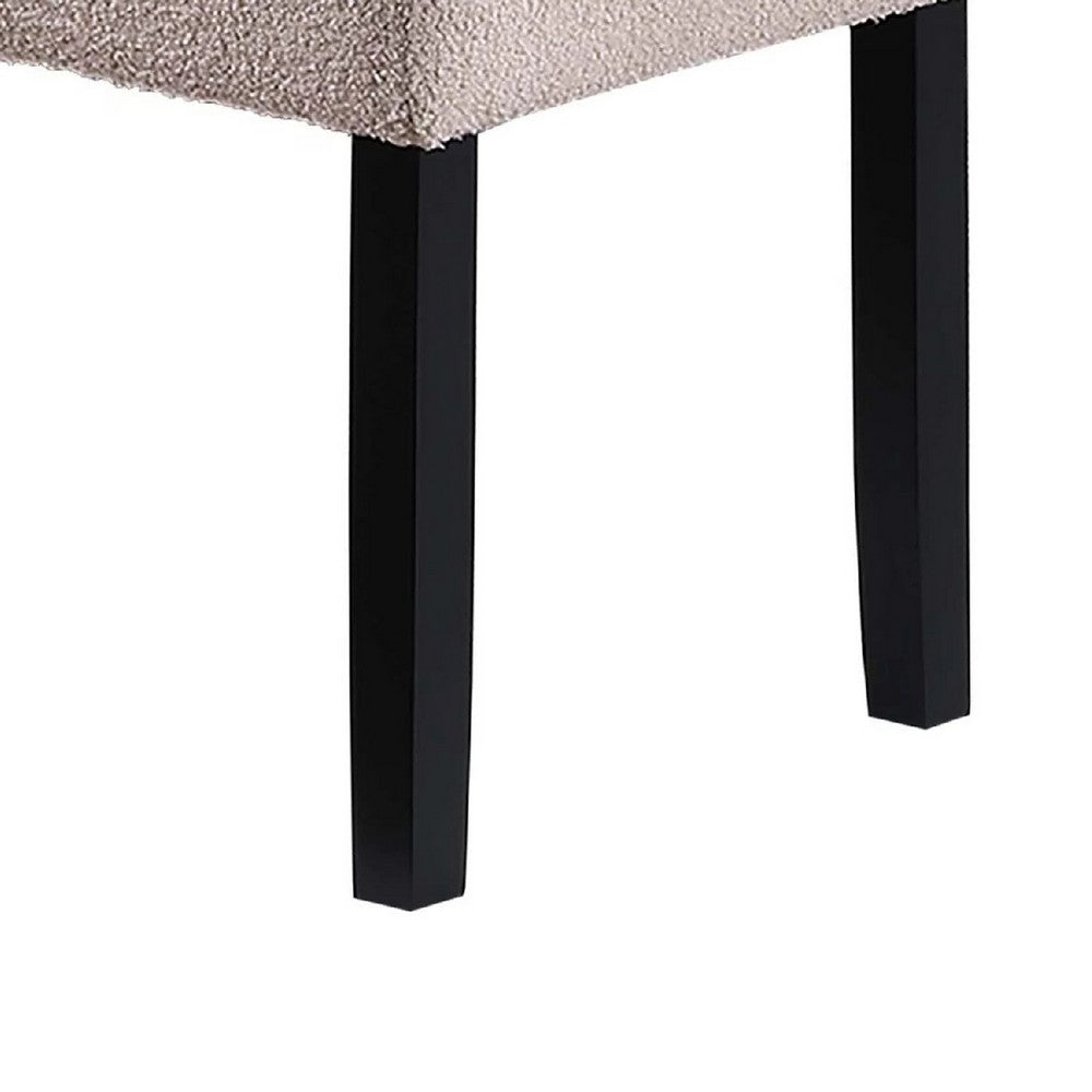 Benjara Arun Dining Bench, Beige Fabric, Black Rubberwood, 41 Inch Foam Seat