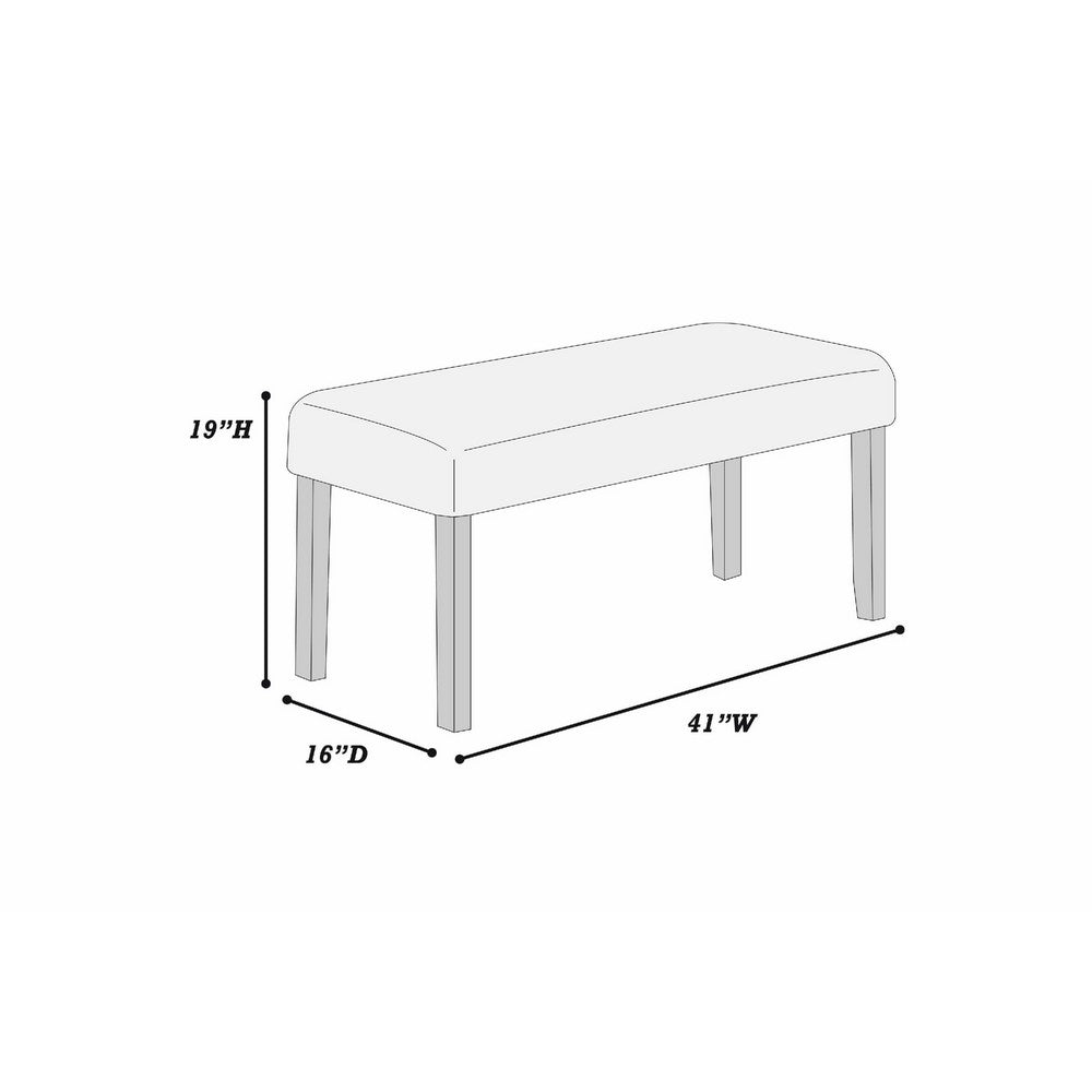 Benjara Arun Dining Bench, Beige Fabric, Black Rubberwood, 41 Inch Foam Seat