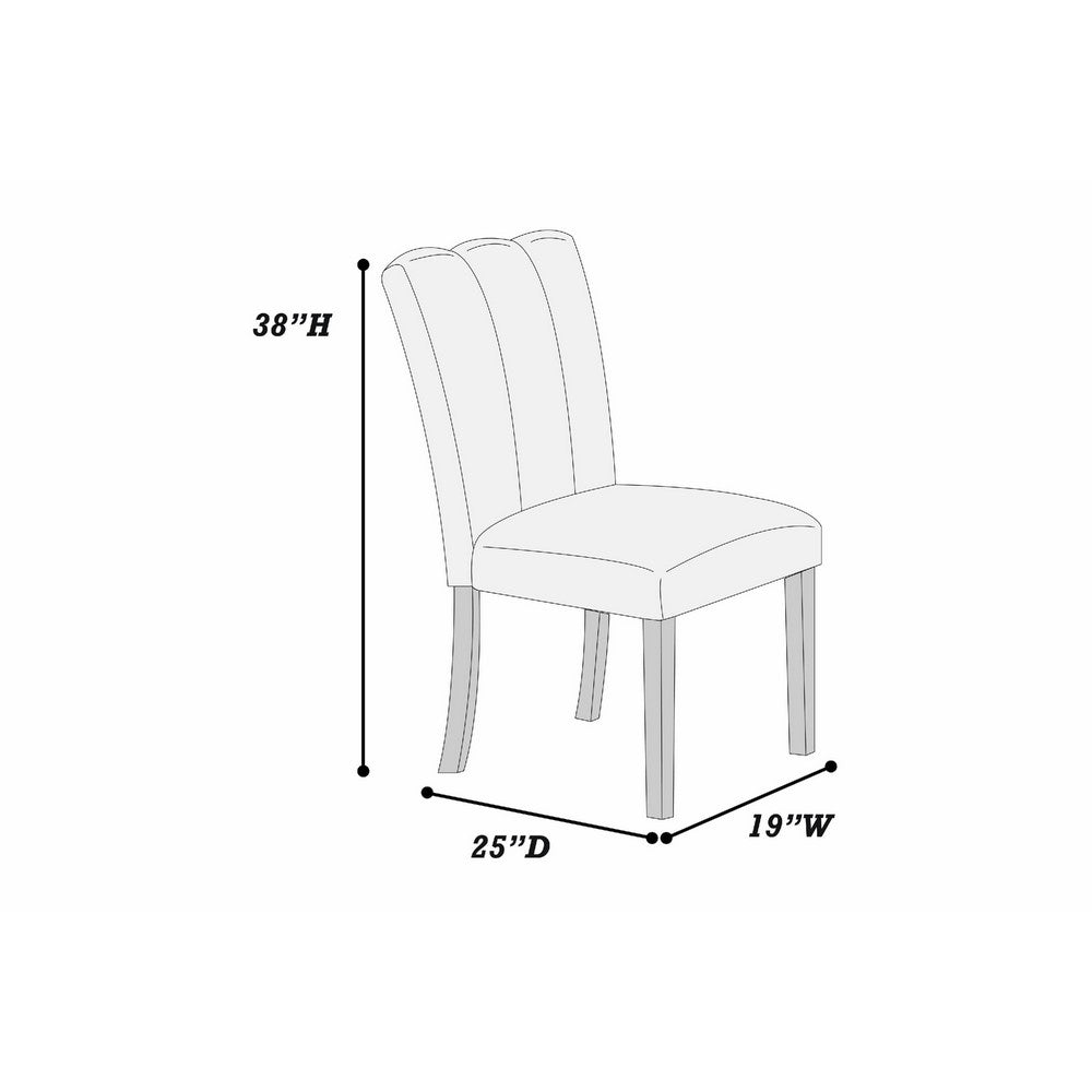Benjara Dining Side Chair Set of 2, Foam Cushioned Beige Fabric, Black Wood